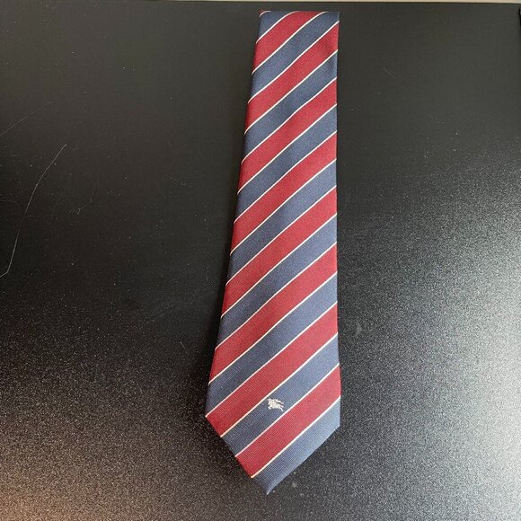 Burberrys Vintage 100% Silk Men's Striped Necktie, Red/White/Blue - Preowned - Picture 1 of 6